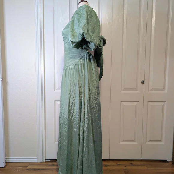 Abercrombie & Fitch Hardware Drama Puff Sleeve Dress | Lush Green | NWT | XL - Picture 3 of 8